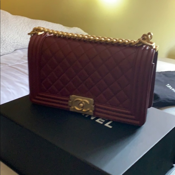 CHANEL Handbags - Chanel medium le boy,maroon gold CHANEL Handbags - Chanel medium le boy,maroon gold